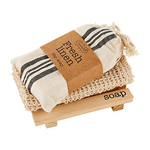 Mud Pie SOAP Dish and Cloth Set, Striped - color: Striped