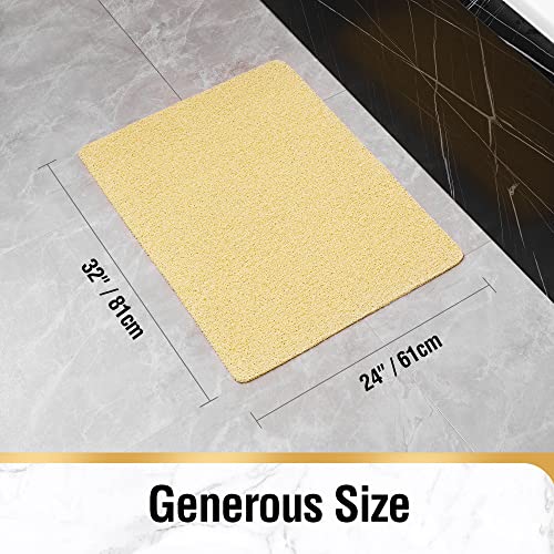 HITSLAM Shower mat Non Slip, 24 x 32 Inch Bathtub Mat Non Slip with Drain, Soft PVC Loofah Shower Bath Mat for Tub, Quick Drying Bathroom Shower Mat, Beige - color: Beige, size: 32" x 24" (Rectangular)