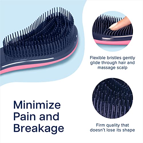 Crave Naturals Glide Thru Hair Brush - Detangler Brush for Curly, Straight, Wet or Dry Hair - Gentle Detangling Brushes for Adults, Kids, Toddlers - Hair Accessories for Women, 7.5x3" - Pink - color: Pink, size: 1 Pack (Regular)
