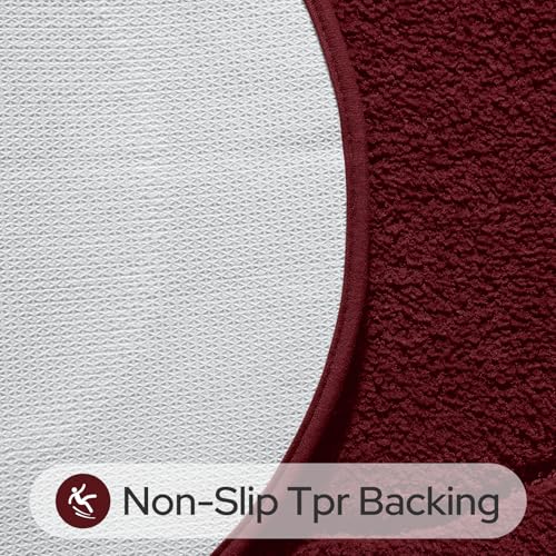 HOMEIDEAS Burgundy Red Bathroom Rugs Sets,2 Piece Soft Bathroom Mats and Absorbent Microfiber Machine Washable Bath Mats for Shower Room, Bathtub, Kitchen (20" x 32" + 16" x 24") - color: Burgundy Red