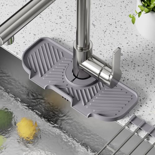 Faucet Mat for Kitchen Sink，6° Slope Sink Splash Guard，Splash Guard for Kitchen Sink，Kitchen Sink Splash Guard for Dish Soap Sponge Holder，Silicone Faucet Guard & Draining Mat-Purple