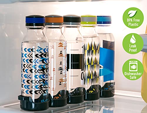REDUCE WaterWeek Refillable Water Bottles, 14 oz - Includes 5 WaterWeek Leak Proof Tritan Reusable Water Bottles - Includes Fridge Tray - Berry Fun - color: Berry Fun, size: 14 Ounces