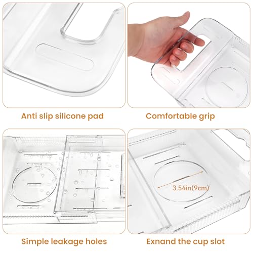 Foldable Bathtub Tray, Expandable to 80cm Acrylic Bath Tray for Tub, Bath Tub Tray Shower Storage Rack, Bath Table Trays for Bathtub (Transparent Bathtub Tray) - color: Transparent Bathtub Tray