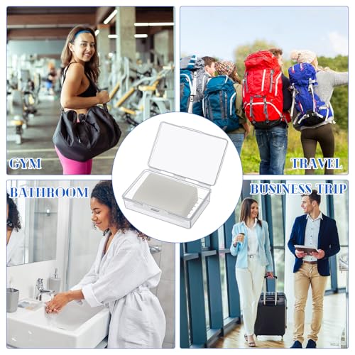 Reallnaive 36 Pcs Travel Soap Container Portable Plastic Soap Boxes Bulk with Lid Homeless Donations Bulk Gym Shower Tour Groups Hotel Outdoor Camping (White) - color: White