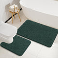 LOCHAS Bathroom Rugs Sets 2 Piece, Soft Non Slip Bath Mat Set, 20''x20'' U-Shaped Toilet Rug and 34''x21'' Hunter Green Bath Rugs, Washable Absorbent Chenille Toilet Rug Set for Bathroom, Shower - color: Hunter Green