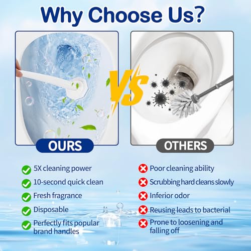 80 Count Toilet Bowl Wand Refills for Clorox - Upgrade 3-Layer Thickened Toilet Bowl Brush Compatible with Clorox Toilet Brushes, Toilet Bowl Cleaners with 5X Cleaning Power, No Falling Apart