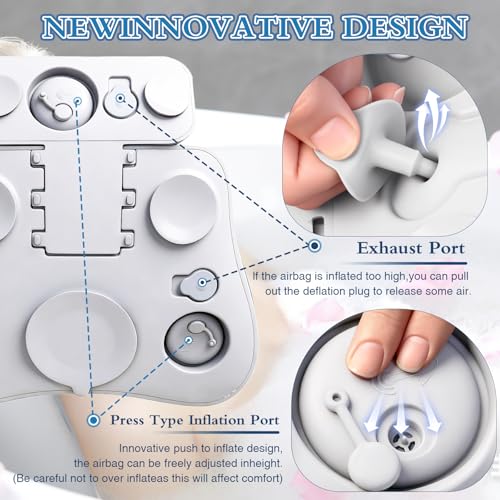 Silicone Bath Pillows for Tub, Easy Clean, Quick Dry, Non Slip Bath Pillow, Head and Back Both Inflatable Adjustable, Comfortable Luxury Bathtub Pillow with 5 Large Suction Cups - color: White