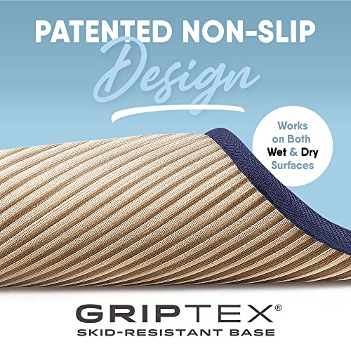 MICRODRY SoftLux Braided Bath Mats for Bathroom, Super Absorbent Bath Mat, Charcoal Infused Memory Foam Bathroom Rugs with GripTex Skid-Resistant Base, Pilling Resistant, 17x24, Small, Navy - color: Navy, size: 1'5" x 2' (Rectangular)