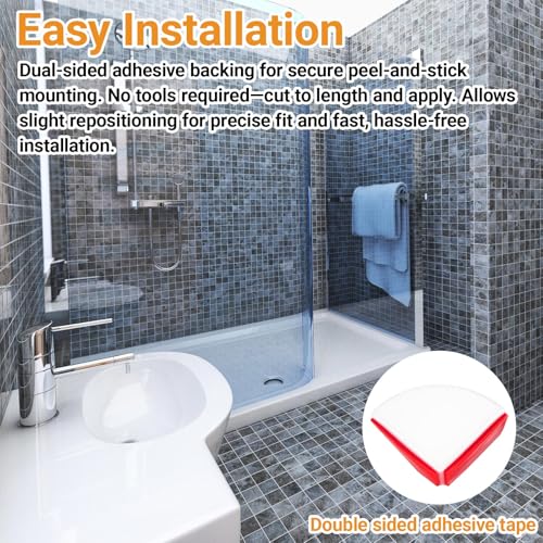 White Rubber Flexible 200 Inch Flexible Quarter Round Molding, Silicone Rubber Peel and Stick Shower Water Barrier Suitable for Shower Pans Corner and the Base of Staircase