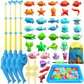 TOY Life 4-Player Magnetic Fishing Game for Kids 3-5 - Toddler Fishing Pole Set with Fish Toys - Bath & Pool Toys - Water Table Accessories - Educational Fishing Toy Rod for Boys Girls - color: 4 Kids Fishing Pole With Inflatable Pool