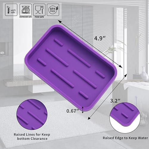 MicoYang Silicone Kitchen Sink Organizer Tray for Multiple Usage,Easy Clean Sponges Holder for Kitchen Bathroom Counter or Sink,Dish Soap Dispenser,Scrubber,Bottle,Cup Purple 4.9”x 3.2” - color: Purple, size: 4.9" x 3.2" x 0.7"