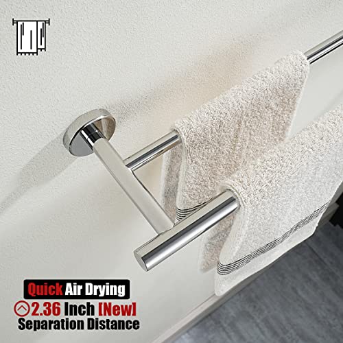 JQK Double Towel Bar Chrome, 20.5 Inch 304 Stainless Steel Thicken 0.8mm Towel Rack Bathroom, Towel Holder Polished Steel Wall Mount, Useable Length 18 Inch 2 Pack, TB100L18-CH-P2 - color: Polished Chrome, size: 20.5 Inch (2 Pack)