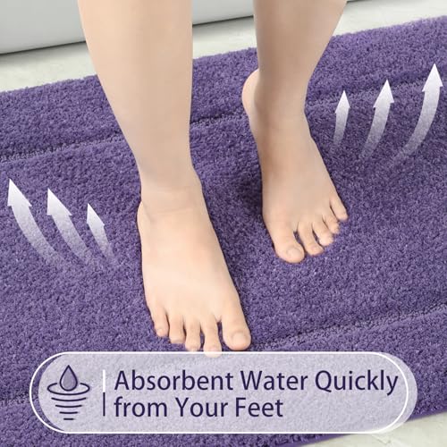 LOCHAS Bathroom Rug Set Purple, Soft Bath Rug Set 2 Piece Set, Toilet Mat U-Shaped 20x20 and 34x20 Bath Rugs, Quickly Dry Mats for Bathroom, Tub, Washable, Super Absorbent Floor Mat - color: Purple, size: 34" x 20" Plus 20" x 20" (U-Shape)