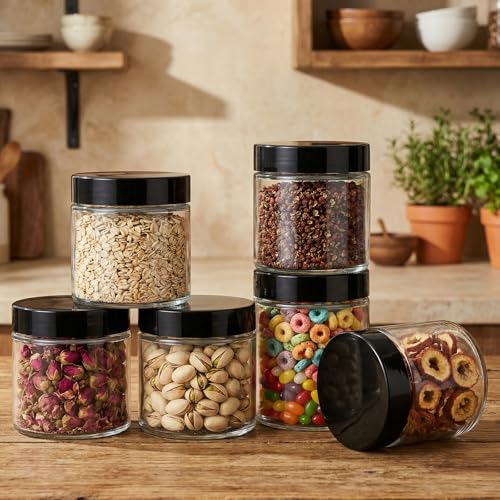 6 PCS Round Wide-mouth Makeup Sample Container, Leak-Proof Clear Cosmetic Jars, Plastic Container Jars with Lids, Refillable Travel Size Containers, Small Travel Containers for Creams, Lotion (12g)