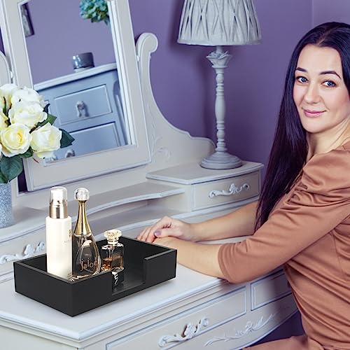 Black Wooden Napkin Holder Guest Towels Holder Flat Bathroom Napkins Holder Disposable Hand Towel Tray Cocktail Napkin Holder for Table Kitchen Counter Modern Paper Towel Holder Basket Accessories