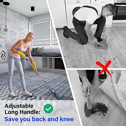 ITTAR Grout Brush with Long Adjustable Handle, Swivel Scrub Brush, V-Shape Grout Line Scrubber with Stiff Bristle for Deep Cleaning Tile Grout, Shower, Kitchen, Hard-to-Reach Corners - color: Blue Head