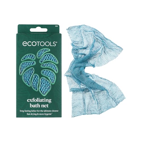 EcoTools Exfoliating Bath Net, Inspired By African Net Sponge, Exfoliates & Cleanses Whole Body, Flexible & Reusable, Eco-Friendly Body Scrubber, Vegan & Cruelty-Free, 1 Count - color: Blue, size: 1 Count (Pack of 1)