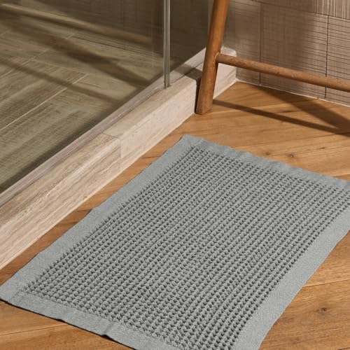 ONSEN Supima Cotton Waffle Bath Mat – Bathroom Rug, Washable Rug, Bathroom Floor Mat – Ultra-Absorbent, Quick-Dry, Soft & Durable Luxury Cotton - Cinder Grey, 20x30 in - color: Cinder Grey