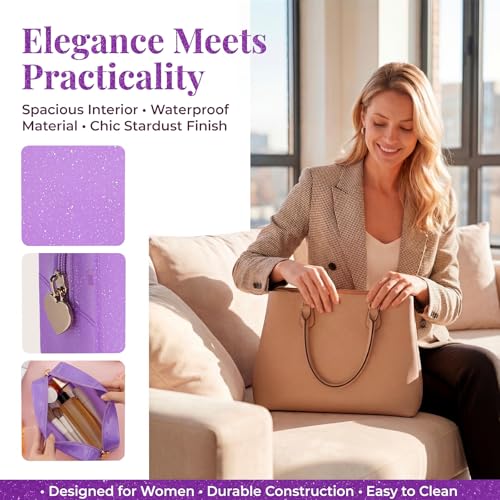 PVC Jelly Travel Makeup Bag,Waterproof Cosmetic Bag/Case with Zipper, Toiletry SPF Bag for Sunscreen, Skincare, and Daily Essentials (02 Purple) - color: 02Purple