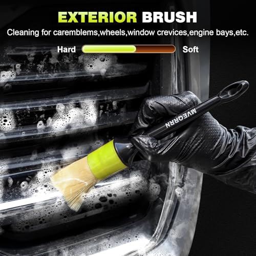 10PCS Car Detailing Brush Set,Boars Hair Car Cleaning Detail Brush kit,Ultra Soft No Scratch Car Dust Brush,Car Interior Detailing Brushes Kit,Detail Brushes Car Detailing for Interior Exterior(green) - color: 10PCS detail brush set green