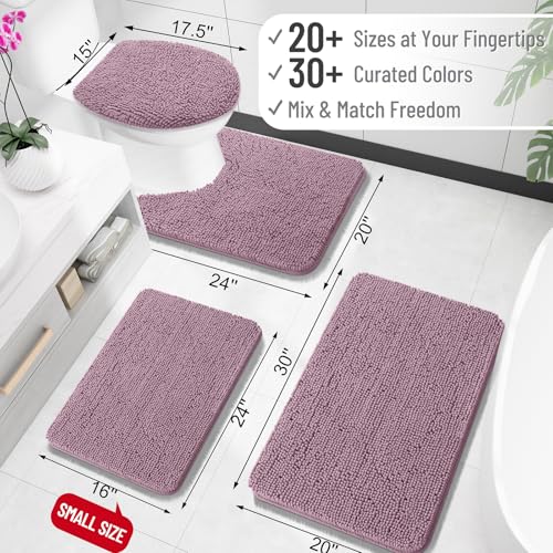 OLANLY Toilet Rugs U-Shaped 20x20, Extra Soft Absorbent Chenille Contour Bathroom Rugs for Toilet, Dry Quickly, Machine Washable, Non-Slip Bath Mat, Deep Plum - color: Deep Plum, size: 20" X 20" Contour Rug