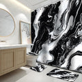 Lnond 4Pcs Marble Bathroom Sets with Shower Curtain and Rugs, Black Marble Modern Art Bathroom Shower Curtain Sets with Rugs and Accessories - color: Black Marble