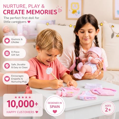 8 piece Layette Baby Doll Gift Set | JC Toys - La Newborn Nursery | 14" Life-Like African American Newborn Doll w/ Accessories | Pink | Ages 2+ - color: Pink African American