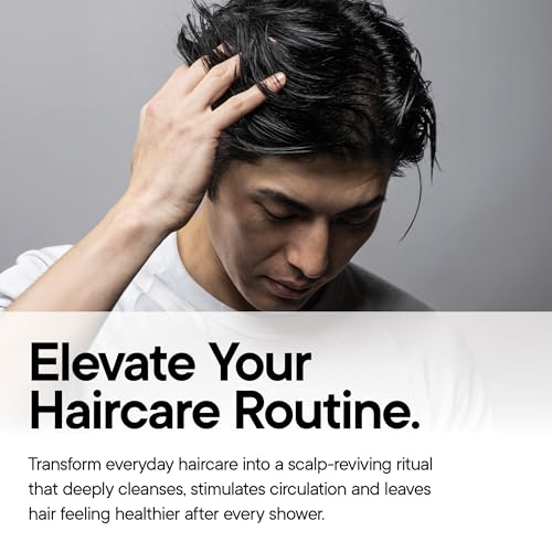 TOOLETRIES Silicone Scalp Scrubber, Shampoo Brush with Hook - Charcoal | Soft flexible bristles gently exfoliate dandruff and oil build-up for thick, thin, wet and dry hair.