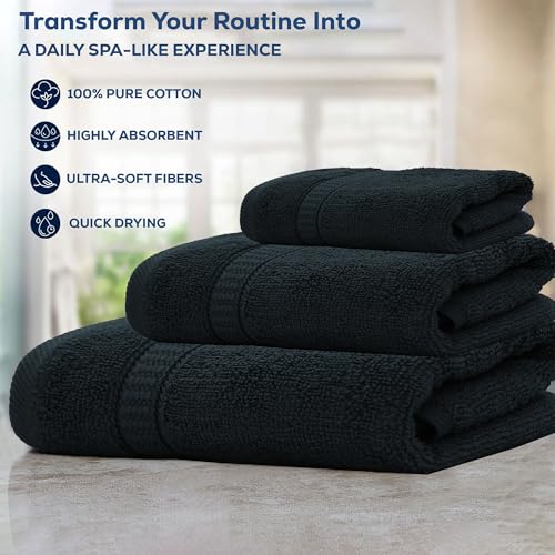 GOLD TEXTILES Premium Bath Towels Set (Pack of 4,27 x 54) 100% Ring-Spun Cotton Bathroom Towels for Hotel, Spa, Soft and Absorbent (27 x 54, Grey - 4 Pcs) - color: Grey, size: 4 Pack 27x54