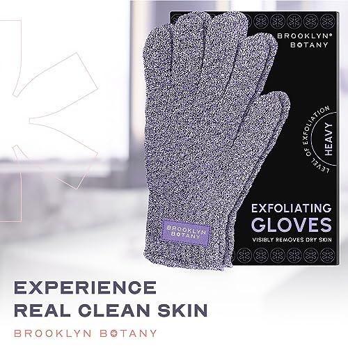 Brooklyn Botany Exfoliating Gloves for Bath and Shower – Heavy Duty Exfoliating Body Scrubber for Massage and Dead Skin Remover for Body – 2 Pairs - style: 2 Pair Gloves