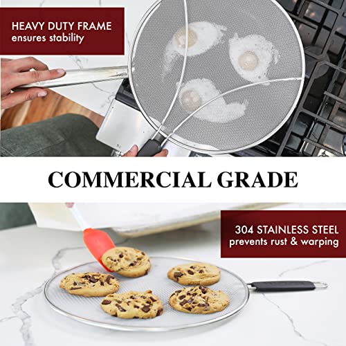 Splatter Screen for Frying Pan - 15 Inch Stainless Steel Grease Splatter Guard - Cover Oil Splash when Sizzling Bacon, Cooking Fried Chicken or Popcorn - size: 15 Inch