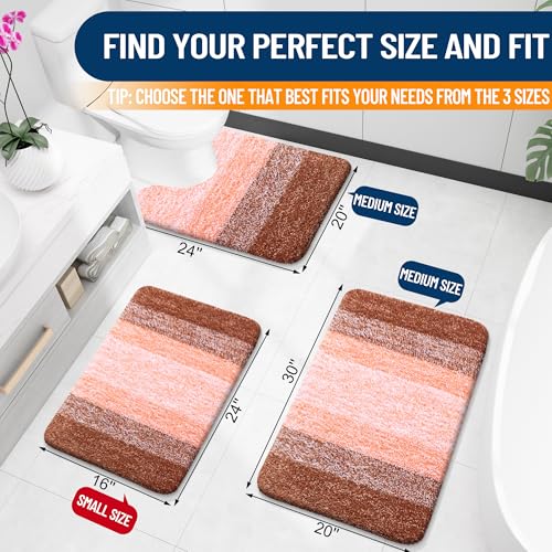 OLANLY Small Bathroom Rugs Mat 24x16, Extra Soft Absorbent Microfiber Bath Rugs, Rubber Backing, Quick Dry, Machine Washable Bath Mat for Bathroom Floor, Tub and Shower, Home Decor Accessories, Orange - color: Orange, size: 24" X 16"
