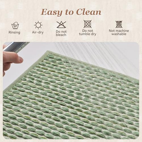 AMOAMI Unique Woven Bath Mat, Super Absorbent Non Slip Bath Mat, 17" x 24", Sage - color: Sage, size: 17" x 24"