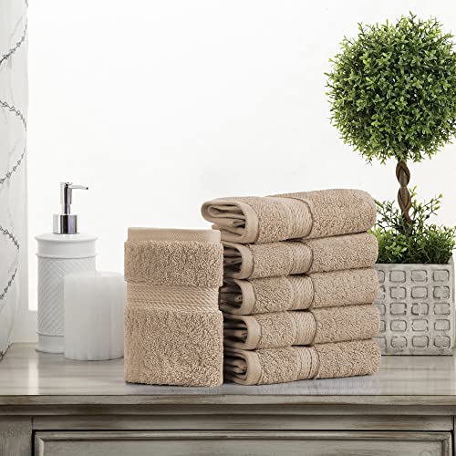 Superior Egyptian Cotton Plush & Absorbent, Face Towel Set of 6, Latte | Quick Dry, Soft Luxury Towel Set, Bath Essentials for Bathroom, Guest Bath, Spa, 2 Piece Face, Madeline Towels - color: Latte, size: Face Towel 6-Pack