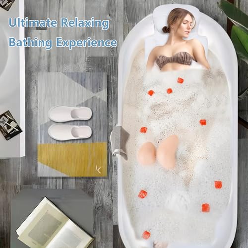 Luxury Full Body Bath Pillow for Bathtub, Bath Pillows for Tub with Mesh Laundry Bag, Cushion for Bathtub Headrest Neck Back Support - 5D Air Mesh & Quick Drying | White 63" x 16" - size: 63" x 16"