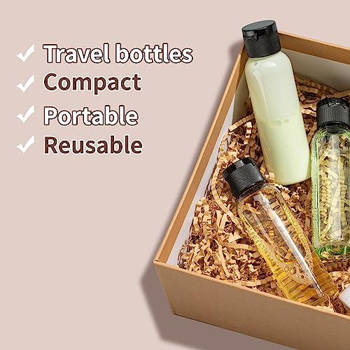 Tekson Travel Bottles Empty 2oz (10 PCS), Plastic Travel Size Cosmetic Container, TSA Amber Squeeze Bottle for Shampoo, Conditioner (Flip Cap) - color: amber