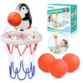 Bath Toys, Bathtub Basketball Hoop for Toddler Kids, 3 Soft No Hole Balls & Bath Basketball Hoop with Strong Suction Cup, Black & White Penguin Baby Shower Bath Toys Set for Boys and Girls - style: White & Black Penguin