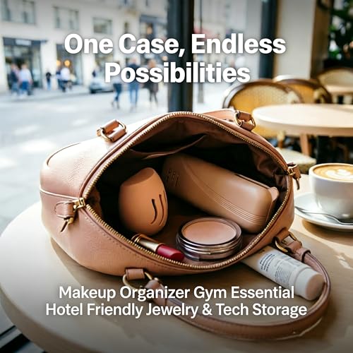 Large Silicone Makeup Brush Bag and Sponge Holder Set, Portable Snap Closure Cosmetic Bag, Soft Reusable Cosmetic Display Case for Travel Daily Use (Beige) - color: Beige