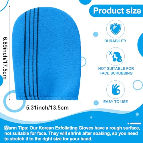 Tatuo 8 Pcs Korean Exfoliating Mitt Korean Scrub Mitt Asian Exfoliating Gloves 5.12 x 6.69 Inches Colorful Body Scrub Washcloth For Smooth Cleaning Skin, Reducing Dirt And Grease