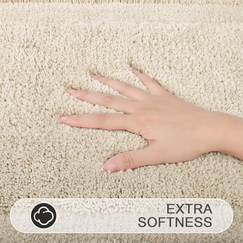 SHACOS Microfiber Bathroom Rugs Set of 3 with Toilet Lid Cover Non Slip | Washable Bath Mat Absorbent Bathroom Carpet 16"x24"+U Shape Toilet Rug 20"x24"+Toilet Lid Cover 19"x21", Light Beige - color: Light Beige, size: 16"x24"+U-Shape 20"x24"+Lid Cover 19