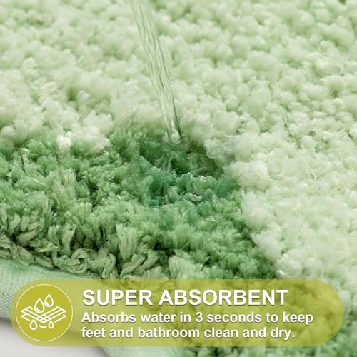 ORTIGIA Long Cute Scalloped Bathroom Rugs Runner, Fun Green Plush Microfiber Scallop Bath Mats Non Slip Washable Quick Dry Absorbent, Rug Carpet for Bathtub Sink Laundry Room Bedroom, 17x47 - color: Light Green, size: 1'5" x 3'11" (Rectangular)