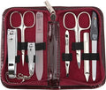 3 Swords Germany - brand quality 8 piece manicure pedicure grooming kit set synthetic leather case shiny burgundy - Made in Germany - color: BURGUNDY - LAQUERED