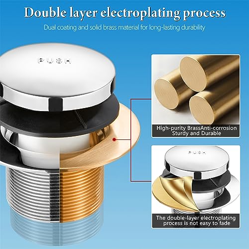 Tip Toe Bathtub Drain Conversion Kit Assembly, Tub Drain Plug Trim Set Bath Tub Drain Stopper with Two-Hole Overflow Faceplate (Chrome Plated) - color: Chrome Plated