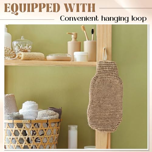 30 Pcs Exfoliating Shower Gloves Stretchable Jute Bath Mitts with Hanging Loop Body Scrubber Exfoliator Loofah Washcloth Deep Clean Dead Skin for Spa Massage Skin Shower Hotel Use(Brown) - color: Brown