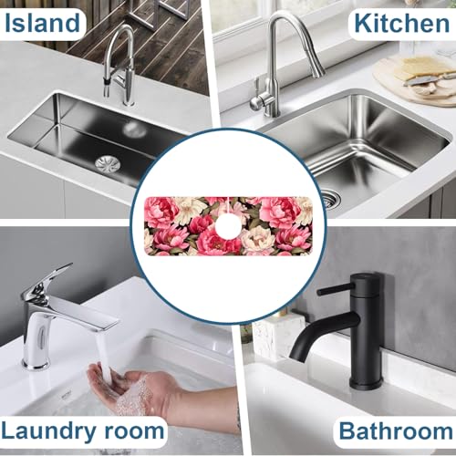 Faucet Mat for Kitchen Sink Absorbent Splash Guard Bathroom 15.5"X5.5" - size: 15.5" x 5.5"