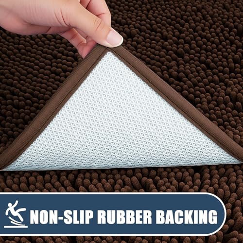 Bathroom Rugs Sets 3 Piece with Adjustable Toilet Seat Cover 19.5"x 18.5" Machine Washable Bath Rug Set with TPR Non Slip Rubber Backing Solid Bath Mat Set for Luxury Bathroom Decoration - color: Brown