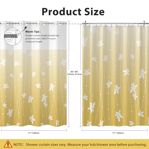 No Hook Shower Curtain with Snap-in Liner, Yellow Ombre Bathroom Shower Curtains with Liner Set, Waterproof & Washable, Mesh Top Window, 71" W x 86" L - color: 02 Ombre - Yellow, size: 71"W x 86"L (Pack of 1)