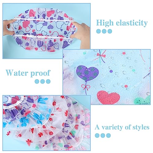 Pengxiaomei 6 Pcs Shower Cap, Reusable Waterproof Hair Cap Shower Caps Stocking Stuffers for Women Men Kids