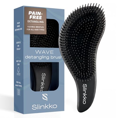 Detangler Brush, Curly Hair Brush for Women, Men & Kids - Wet & Dry Detangling Hair Brush for Curly, Thick, Fine & Wavy Hair - Anti-Breakage Wave Brush, Pain-Free Hairbrush, Onix Matte - color: Onix Matte