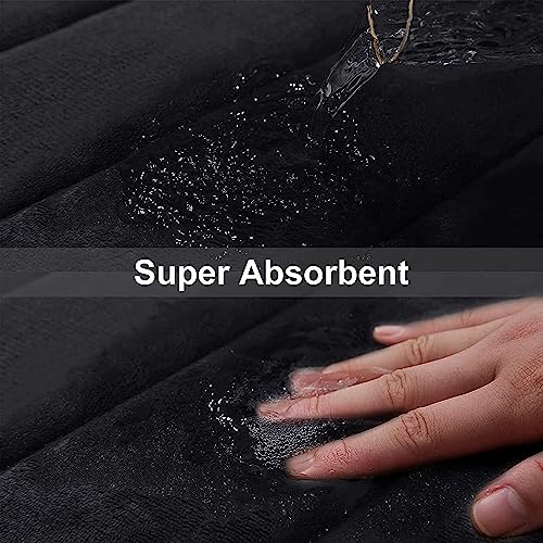Buganda Memory Foam Bath Mat, 40" x 32", Ultra Soft Bathroom Rugs, Water Absorbent and Machine Washable Bath Rug Runner for Bathroom, Shower, and Tub, Black - color: Black, size: 40" X 32"